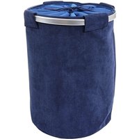 Neuwertig] Wäschesammler HHG 240, Laundry Wäschekorb Wäschebox Wäschesack Wäschebehälter mit Netz, 55x39cm 65l cord blau - blue von HHG