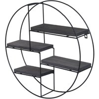 [NEUWERTIG] Wandregal HHG-612, Hängeregal Schweberegal Regal, 4 Regalböden Metall Massiv-Holz Industrial 45x45x11cm dunkelgrau von HHG