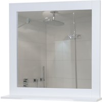 Neuwertig] Wandspiegel HHG 451, Badezimmer Badspiegel Spiegel, Ablagefläche Landhaus 58x59x12cm weiß - white von HHG