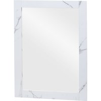 Neuwertig] Wandspiegel HHG 631, Badezimmer Badspiegel Spiegel Badmöbel, MVG-zertifiziert 72x52cm Marmor-Optik weiß - white von HHG