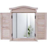 HHG - neuwertig] Wandspiegel Spiegelfenster mit Fensterläden 53x42x5cm naturbraun von HHG