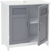 HHG - neuwertig] Waschbeckenunterschrank 146, Badschrank 60x60x30cm grau - grey von HHG