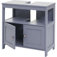 Neuwertig] Waschbeckenunterschrank HHG 590, Badschrank Badezimmer Unterschrank Waschtischunterschrank, 60x60x30cm grau - grey von HHG