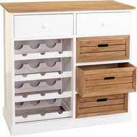 Neuwertig] Weinregal HHG 307, Kommode Flaschenregal für 12 Flaschen mit Schubladen, Landhaus 86x87x37cm - white von HHG