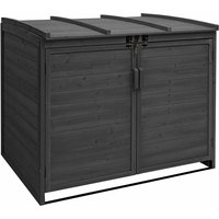 Neuwertig] xl 2er-/4er-Mülltonnenverkleidung HHG 686b, Mülltonnenbox, erweiterbar 138x138x105cm Holz MVG-zertifiziert anthrazit - black von HHG
