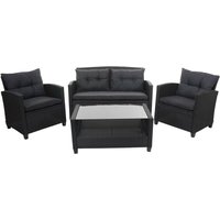 Neuwertig] xxl Poly-Rattan Garnitur HHG 089, Balkon-/Garten-/Lounge-Set Sitzgruppe, Sofa Sessel mit Kissen Spun Poly anthrazit - black von HHG