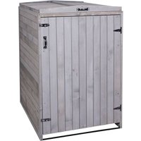 Xl 1er-/2er-Mülltonnenverkleidung HHG 981, Mülltonnenbox, erweiterbar 126x80x98cm Holz mvg anthrazit-grau von HHG