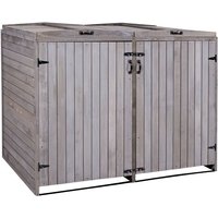 Xl 2er-/4er-Mülltonnenverkleidung HHG 651, Mülltonnenbox, erweiterbar 126x158x98cm Holz mvg anthrazit-grau - grey von HHG