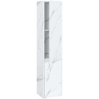 Hängeschrank HHG-630, Badschrank Highboard Hochschrank, MVG Melamin 2 Türen 3 Fächer 160x33cm Marmor-Optik weiß - white von HHG