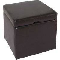 HHG - Hocker Sitzwürfel Sitzhocker Aufbewahrungsbox Carrara, mit Deckel, Leder + Kunstleder, 45x44x44cm mvg braun von HHG