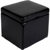Hocker Sitzwürfel Sitzhocker Aufbewahrungsbox Carrara, mit Deckel, Leder + Kunstleder, 45x44x44cm mvg schwarz von HHG