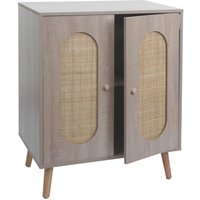 Kommode HHG 205, Schrank Sideboard Highboard, Staufächer, Kubu Rattan Holz Melamin, Eiche-Optik Kommode HHG 205, Schrank Sideboard Highboard, Staufächer, Kubu Rattan Holz Melamin, Eiche-Optik von HHG