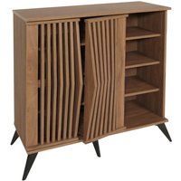 Kommode HHG-615, Schrank Sideboard Anrichte Highboard, 3D-Design Staufächer 95x90x44cm, braun - brown von HHG