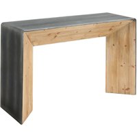 Konsolentisch HHG 610, Telefontisch Beistelltisch Tisch, Industrial Massiv-Holz mvg, 80x120x40cm natur mit Metall-Optik - multicolour von HHG