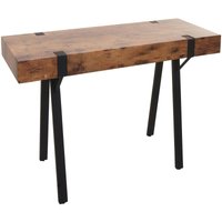 Konsolentisch HHG 743, Telefontisch Arbeitstisch Beistelltisch Ablagetisch, Metall 75x100x40cm dunkle Wildeiche von HHG
