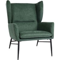 Lounge-Sessel HHG 256, Ohrensessel Cocktailsessel Sessel Polstersessel, Stoff/Textil Metall grün - green von HHG