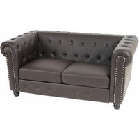 Luxus 2er Sofa Loungesofa Couch Chesterfield Edinburgh Kunstleder 160cm runde Füße, braun - brown von HHG