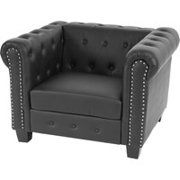 Luxus Sessel Loungesessel Relaxsessel Chesterfield Edingburgh Kunstleder eckige Füße, schwarz - black von HHG