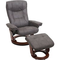 Mca Relaxsessel Halifax, Fernsehsessel Hocker, Stoff/Textil 130kg belastbar dunkelgrau, walnussfarben von HHG