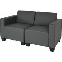 HHG - Modular 2-Sitzer Sofa Couch Moncalieri, Kunstleder dunkelgrau - grey von HHG