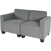 Modular 2-Sitzer Sofa Couch Moncalieri, Stoff/Textil grau - grey von HHG