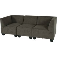 HHG - Modular 3-Sitzer Sofa Couch Moncalieri, Stoff/Textil braun, hohe Armlehnen - brown von HHG