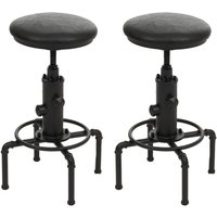 [NEUWERTIG] 2er-Set Barhocker HHG-557, Barstuhl Tresenhocker höhenverstellbar drehbar Industrial Metall Kunstleder schwarz von HHG