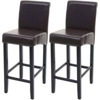 [NEUWERTIG] 2er-Set Barhocker HHG-717, Barstuhl Tresenhocker braun, dunkle Beine, Leder von HHG