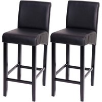 [NEUWERTIG] 2er-Set Barhocker HHG-717, Barstuhl Tresenhocker schwarz matt, dunkle Beine, Kunstleder von HHG