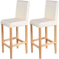 [NEUWERTIG] 2er-Set Barhocker Vicenza, Barstuhl Tresenhocker, Holz+LEDER creme, helle Beine von HHG