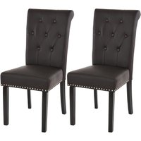 HHG - neuwertig] 2er-Set Esszimmerstuhl Chesterfield Edinburgh ii, Stuhl Küchenstuhl, Nieten Kunstleder, coffee, dunkle Beine von HHG