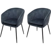 [NEUWERTIG] 2er-Set Esszimmerstuhl HHG-074, Küchenstuhl Polsterstuhl Stuhl, Stoff/Textil (340g/m²) Metall blau von HHG