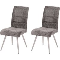 [NEUWERTIG] 2er-Set Esszimmerstuhl HHG-102, Küchenstuhl Lehnstuhl, Edelstahl gebürstet Stoff/Textil Chenille Öko-Tex von HHG