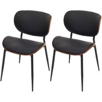 [NEUWERTIG] 2er-Set Esszimmerstuhl HHG-233, Stuhl, Bugholz Kunstleder 280g/m² Öko-Tex MVG Walnuss-Optik, schwarz von HHG