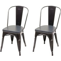 [NEUWERTIG] 2er-Set Esszimmerstuhl HHG-447e, Küchenstuhl Stuhl, Chesterfield Metall Kunstleder Industrial Gastronomie schwarz-grau von HHG