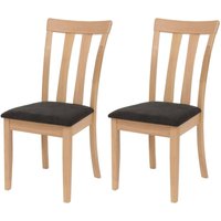 [NEUWERTIG] 2er-Set Esszimmerstuhl HHG-451, Küchenstuhl Stuhl, Stoff/Textil Massiv-Holz naturfarbenes Gestell, schwarz von HHG