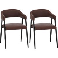 [NEUWERTIG] 2er-Set Esszimmerstuhl HHG-685, Küchenstuhl Lehnstuhl Polsterstuhl, Industrial Retro Vintage Kunstleder rostrot von HHG