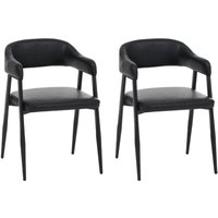 [NEUWERTIG] 2er-Set Esszimmerstuhl HHG-685, Küchenstuhl Lehnstuhl Polsterstuhl, Industrial Retro Vintage Kunstleder schwarz von HHG
