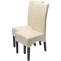 [NEUWERTIG] 2er-Set Esszimmerstuhl Küchenstuhl Stuhl Crotone, LEDER creme, dunkle Beine von HHG