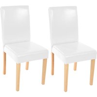 [NEUWERTIG] 2er-Set Esszimmerstuhl Stuhl Küchenstuhl Littau Leder, weiß, helle Beine - white von HHG