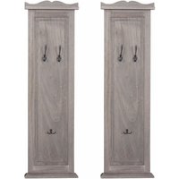 [NEUWERTIG] 2er-Set Garderobe H33, Wandgarderobe Garderobenpaneel, Wandhaken Holz 109x28x4cm grau-braun shabby - brown von HHG