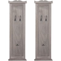 [NEUWERTIG] 2er-Set Garderobe H33, Wandgarderobe Garderobenpaneel, Wandhaken Holz 109x28x4cm grau-braun shabby von HHG