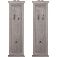 [NEUWERTIG] 2er-Set Garderobe H33, Wandgarderobe Garderobenpaneel, Wandhaken Holz 109x28x4cm grau-braun shabby von HHG