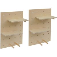 [NEUWERTIG] 2er-Set Wandpaneel HHG-717, Wanddekoration Wandregal Steckboard, 4 Ebenen Aufhängung 60x40cm MVG naturfarben von HHG