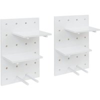 [NEUWERTIG] 2er-Set Wandpaneel HHG-717, Wanddekoration Wandregal Steckboard, 4 Ebenen Aufhängung 60x40cm MVG weiß von HHG