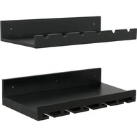 [NEUWERTIG] 2er-Set Weinregal HHG-707, Glas-/Flaschenhalter Wandbar für 6 Flaschen/15 Gläser Holz MVG-zertifiziert 61x28cm schwarz von HHG