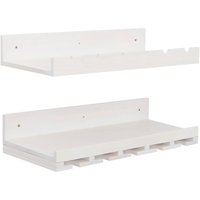 [NEUWERTIG] 2er-Set Weinregal HHG-707, Glas-/Flaschenhalter Wandbar für 6 Flaschen/15 Gläser Holz MVG-zertifiziert 61x28cm weiß von HHG