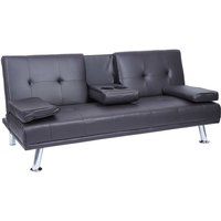 Neuwertig] 3er-Sofa HHG 179, Couch Schlafsofa Gästebett, Tassenhalter verstellbar 97x166cm Kunstleder, braun - brown von HHG