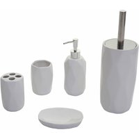 Neuwertig] 5-teiliges Badset HHG 238, WC-Garnitur Badezimmerset Badaccessoires, Keramik weiß - white von HHG
