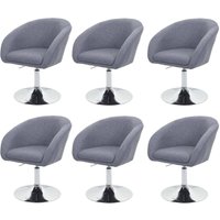 [NEUWERTIG] 6er-Set Esszimmerstuhl HHG-247, Küchenstuhl Drehstuhl Loungesessel, drehbar höhenverstellbar Stoff/Textil dunkelgrau von HHG